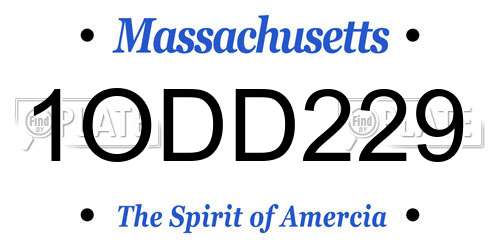 1ODD229 Massachusetts License Plate