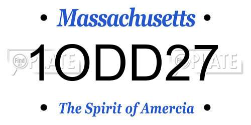 1ODD27 Massachusetts License Plate