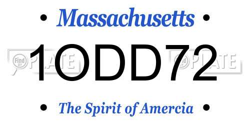 1ODD72 Massachusetts License Plate