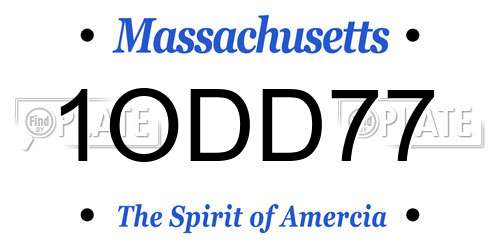 1ODD77 Massachusetts License Plate