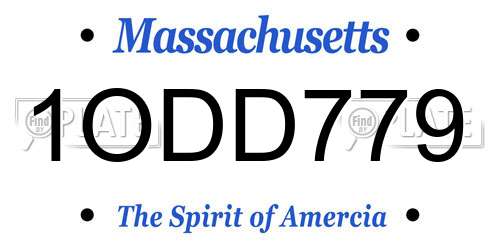 1ODD779 Massachusetts License Plate