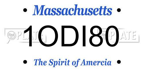 1ODI80 Massachusetts License Plate