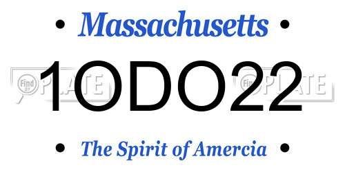 1ODO22 Massachusetts License Plate