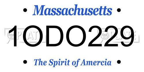 1ODO229 Massachusetts License Plate