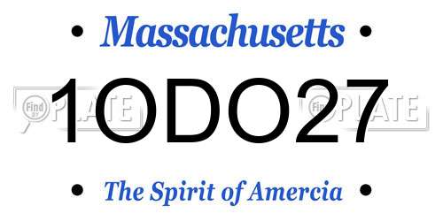 1ODO27 Massachusetts License Plate