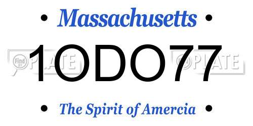 1ODO77 Massachusetts License Plate