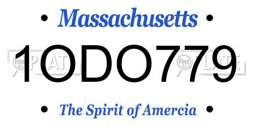 1ODO779 Massachusetts License Plate