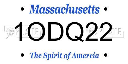 1ODQ22 Massachusetts License Plate