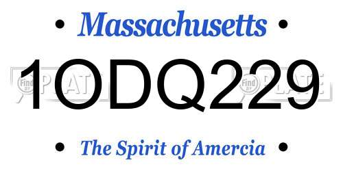 1ODQ229 Massachusetts License Plate