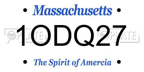 1ODQ27 Massachusetts License Plate