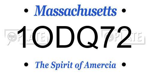 1ODQ72 Massachusetts License Plate