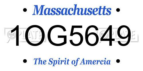 1OG5649 Massachusetts License Plate