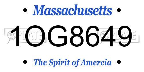 1OG8649 Massachusetts License Plate