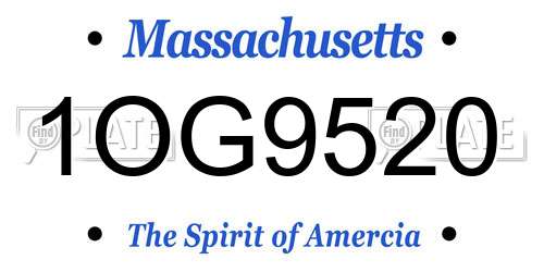 1OG9520 Massachusetts License Plate