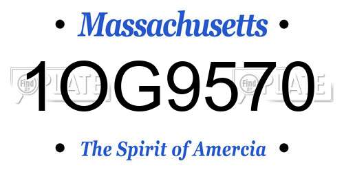1OG9570 Massachusetts License Plate