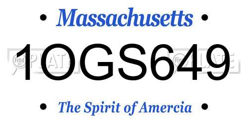 1OGS649 Massachusetts License Plate