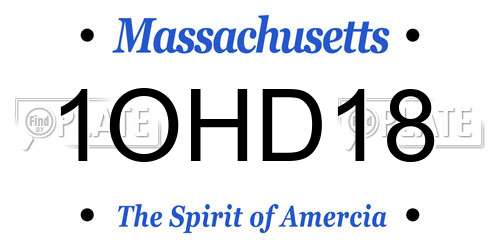 1OHD18 Massachusetts License Plate
