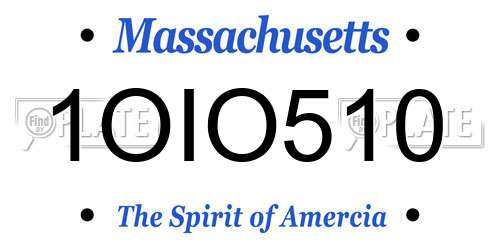 1OIO510 Massachusetts License Plate