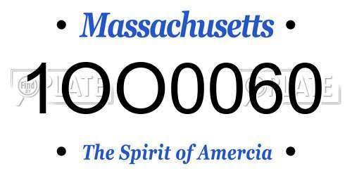 1OO0060 Massachusetts License Plate