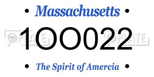 1OO022 Massachusetts License Plate