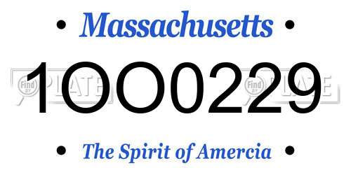 1OO0229 Massachusetts License Plate