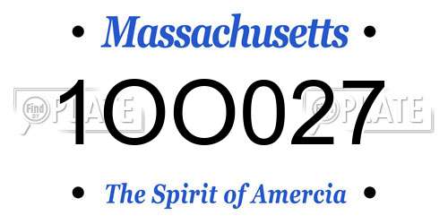 1OO027 Massachusetts License Plate