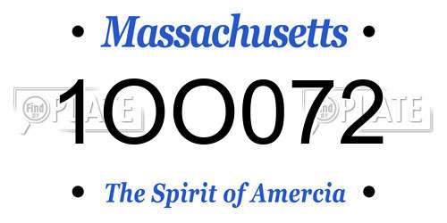 1OO072 Massachusetts License Plate