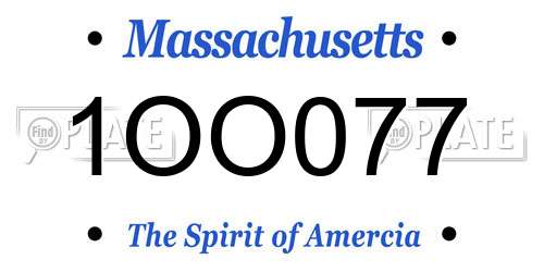1OO077 Massachusetts License Plate