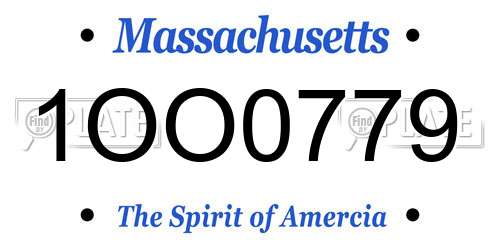 1OO0779 Massachusetts License Plate