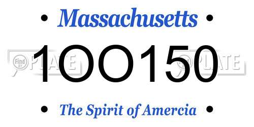 1OO150 Massachusetts License Plate