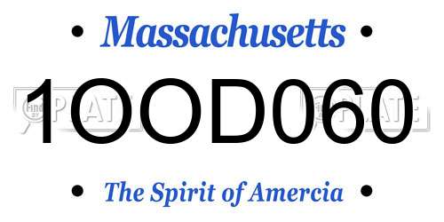 1OOD060 Massachusetts License Plate