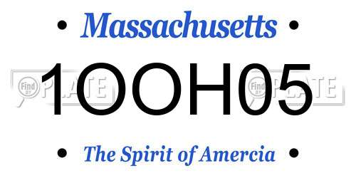 1OOH05 Massachusetts License Plate