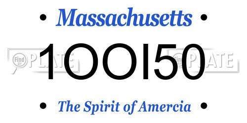 1OOI50 Massachusetts License Plate