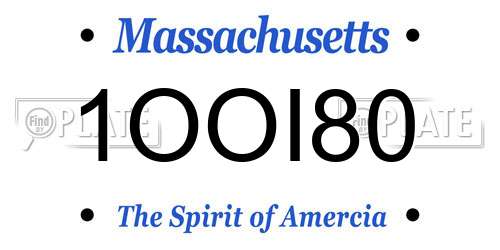 1OOI80 Massachusetts License Plate