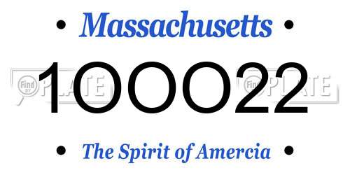 1OOO22 Massachusetts License Plate