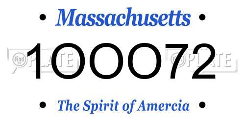 1OOO72 Massachusetts License Plate