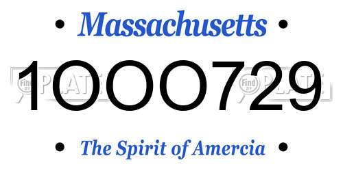 1OOO729 Massachusetts License Plate