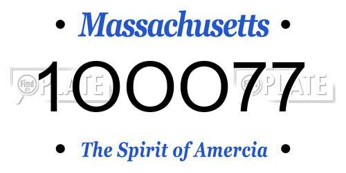 1OOO77 Massachusetts License Plate