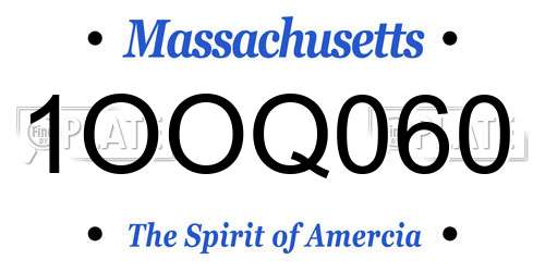 1OOQ060 Massachusetts License Plate