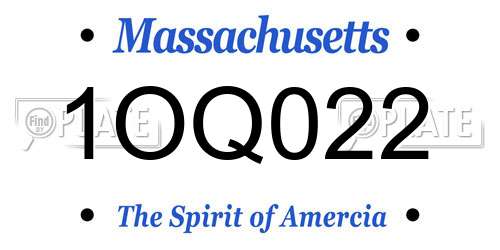 1OQ022 Massachusetts License Plate