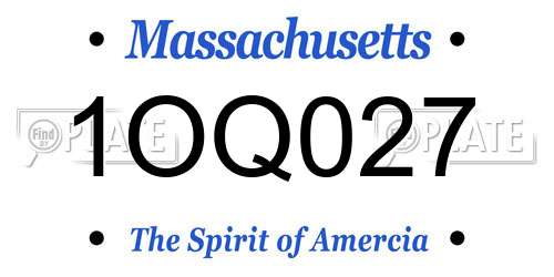 1OQ027 Massachusetts License Plate