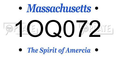 1OQ072 Massachusetts License Plate