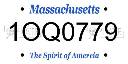 1OQ0779 Massachusetts License Plate