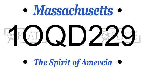 1OQD229 Massachusetts License Plate