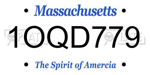 1OQD779 Massachusetts License Plate