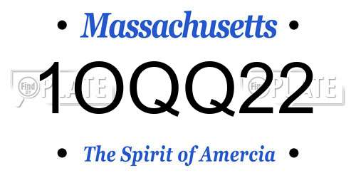 1OQQ22 Massachusetts License Plate