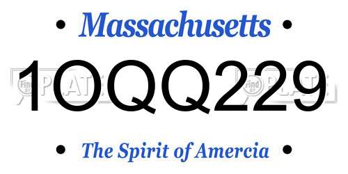 1OQQ229 Massachusetts License Plate