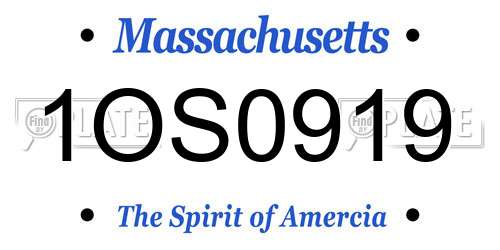 1OS0919 Massachusetts License Plate