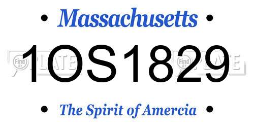 1OS1829 Massachusetts License Plate