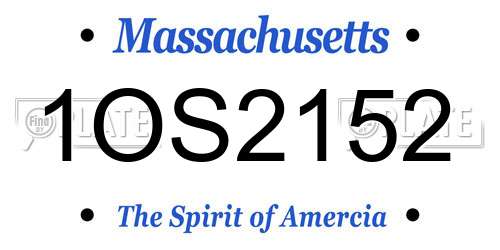 1OS2152 Massachusetts License Plate